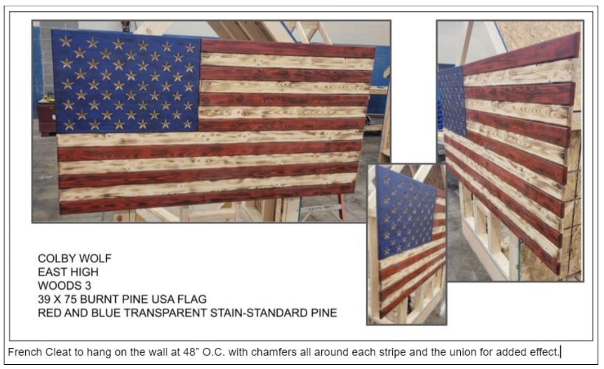 Colby Wolf--75" Burnt Pine American Flag